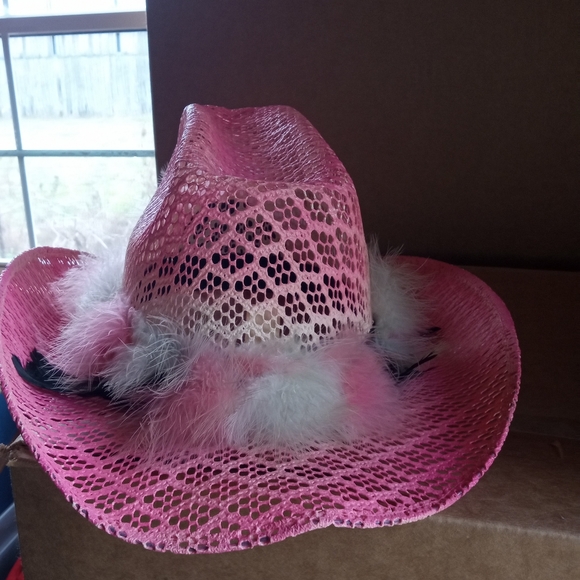 Houston hat company feather pink cowgirl hat - Picture 1 of 5